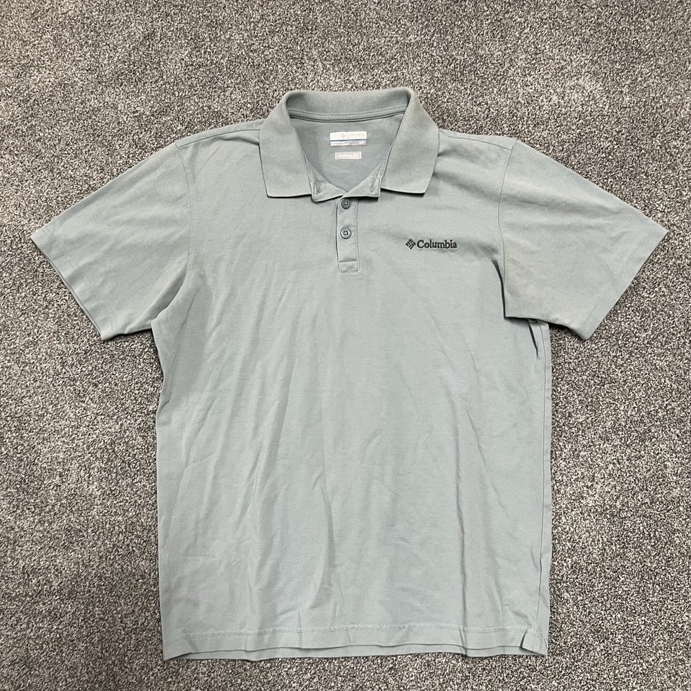 Columbia Mens Small Active Fit Polo Shirt Gray Short Sleeve Performance